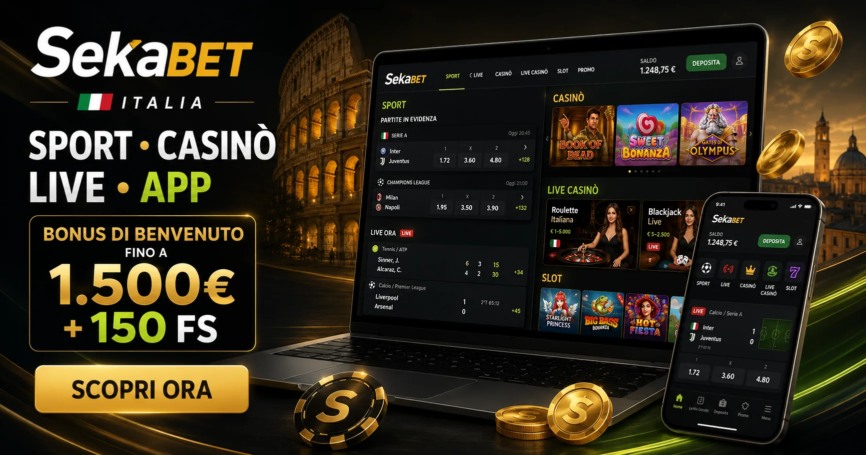 App Sekabet su smartphone Android e iPhone iOS